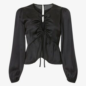 loveshackfancy long sleeve black blouse